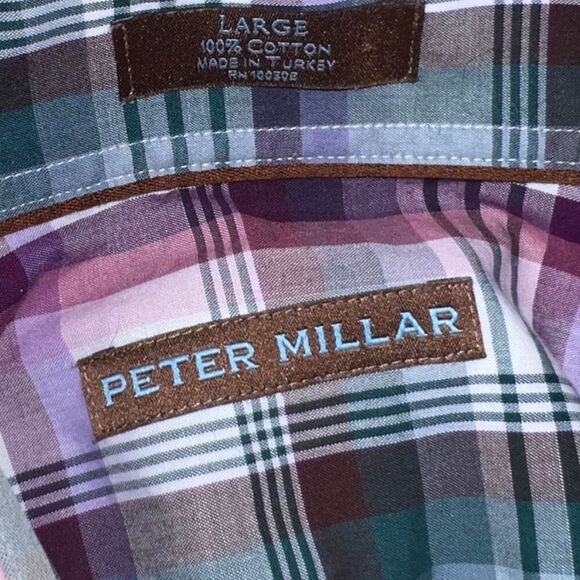 Peter Millar Plaid Button Up Shirt Size Large #65 - Picture 5 of 5